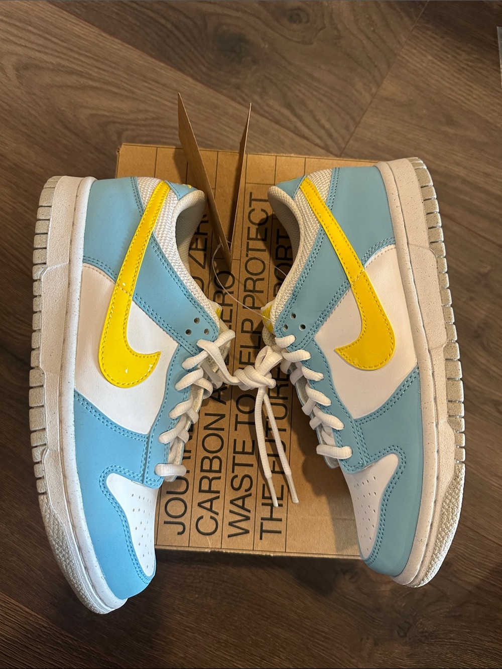 Nike Kids Low-Top Sneakers in White, Light Blue & Yellow - Picture 2 of 4